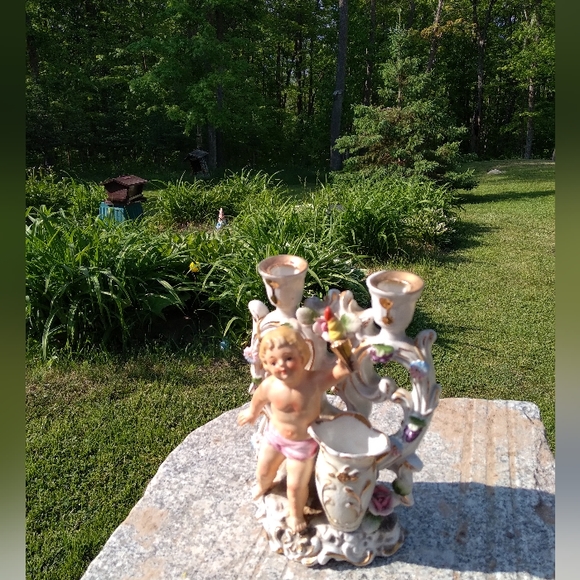 ⚜️ Angel Bisque Lamp Pair Light Vintage  Works Great RARE - Picture 6 of 16